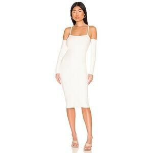 Alice + Olivia Evia Fitted Spaghetti Strap Dress in Soft White
